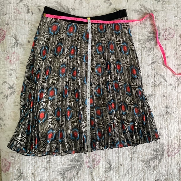 LAPIS Pleated Flare Skirt Size XL Geometric Print Lined Sheer Multi Colored - Picture 2 of 5
